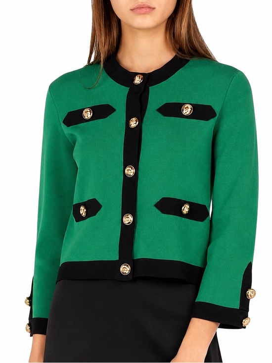 Maje Jackets & Blazers - MAJE Mireille Military Cardigan Sweater Knit Jacket Green Black Gold 1 S Small